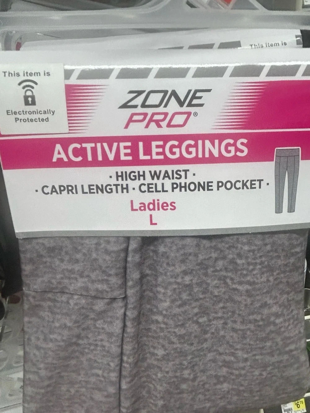 Zone Pro Gray Ladies Active Leggings with Cell Phone Pocket